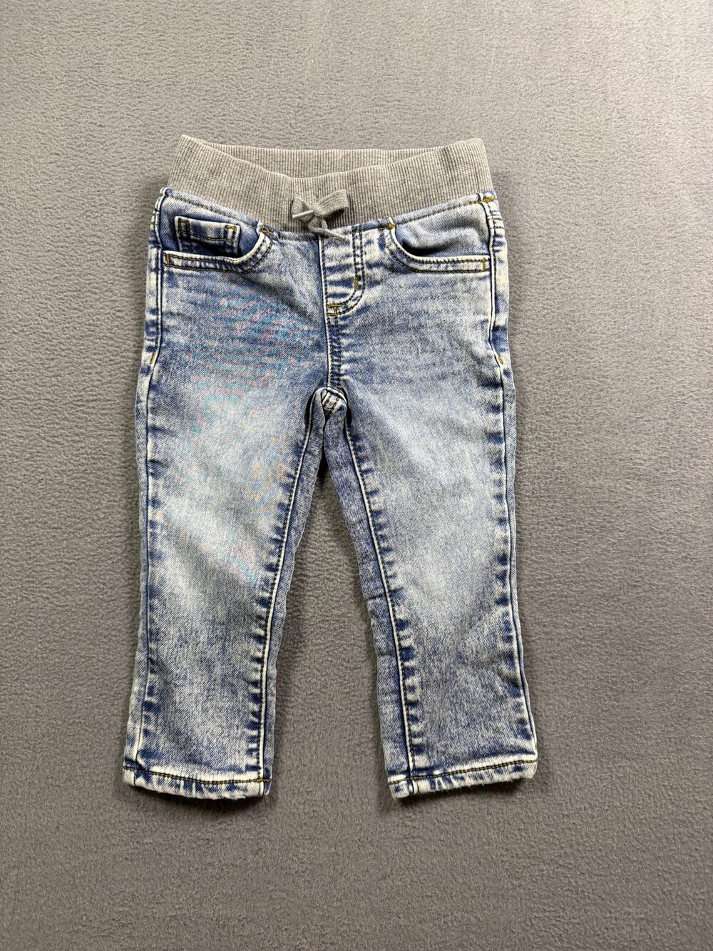 Wonder Nation Baby Boys Girls 18 Months Acid Wash Denim Jeans Elastic Waist 18M